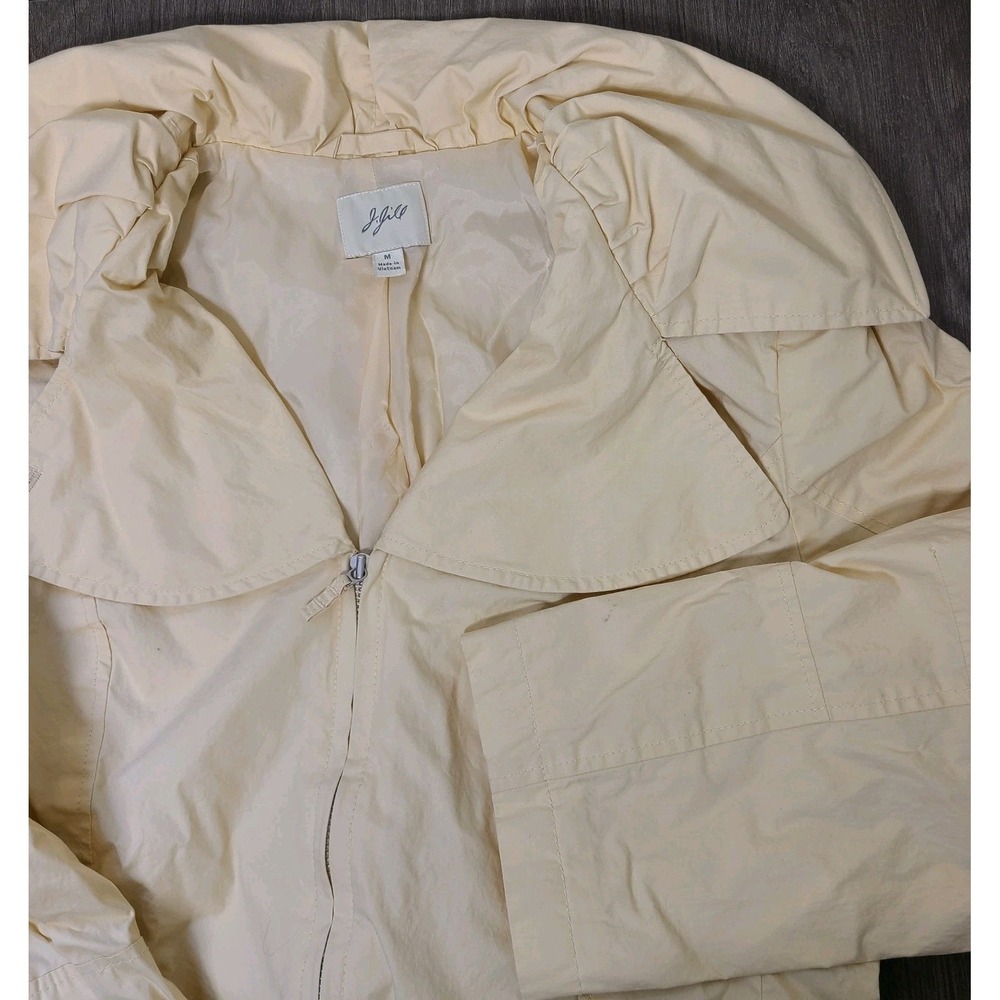 J. Jill Vtg Pastel Yellow Rain Jacket Womens Med Lightweight Zip Front Pockets
